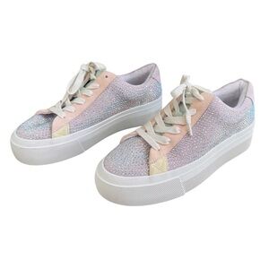 Copper Key Rosa Rhinestone Colorblock Genuine Suede Platform Sneakers